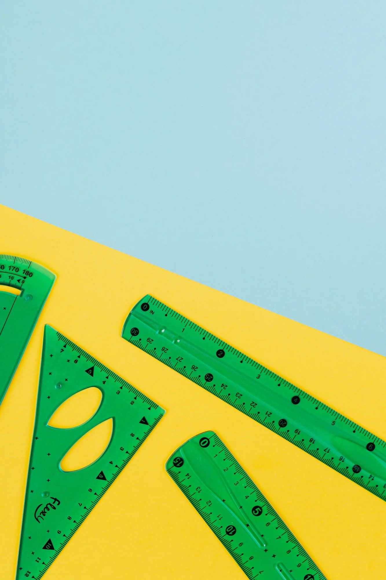 Transparent plastic triangle ruler/ruler/protractor set (including 45 °/30 °-60 ° triangle ruler, ruler and semicircle protractor)